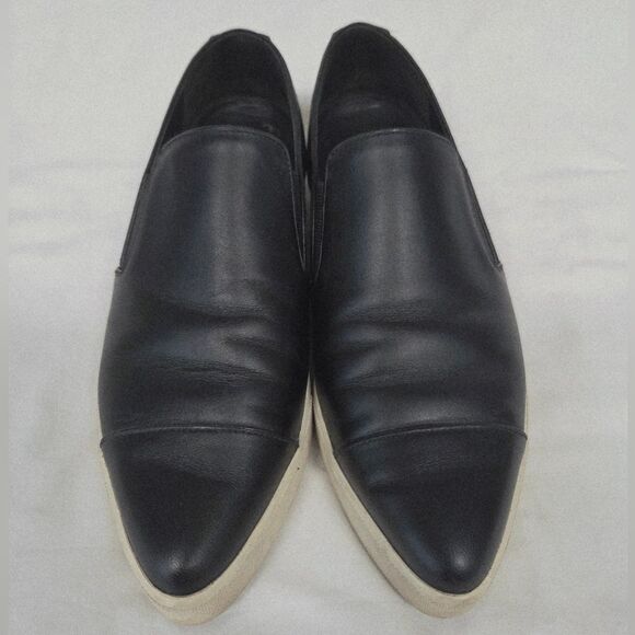 Vince Paeyre Black Leather Contrast Sole Pointed Toe Sneakers 7 - Picture 2 of 13